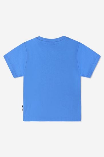 베이비 보이즈 코튼 저지 로고 티셔츠 인 블루