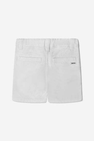 Baby Boys Cotton Bermuda Shorts in White