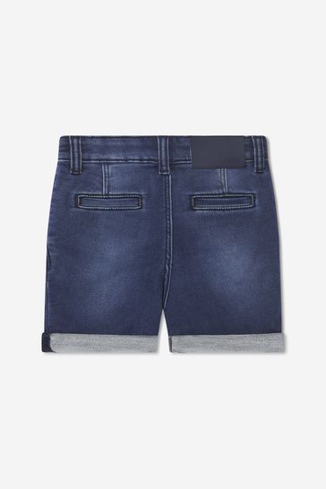 Boys Cotton Denim Fleece Shorts in Blue