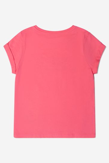 Girls Cotton Jersey Logo T-Shirt in Fuchsia