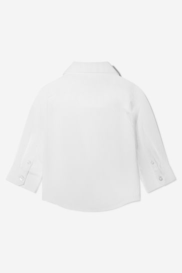 Baby Boys Cotton Long Sleeve Oxford Shirt in White