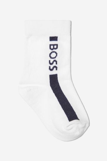 Baby Boys Cotton Jacquard Logo Socks 2 Pack