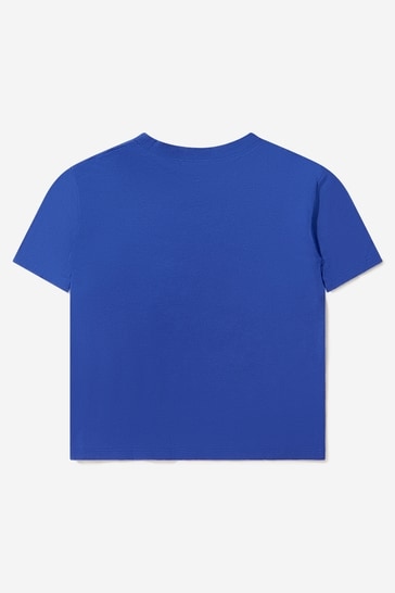 키즈 코튼 저지 로고 티셔츠 인 블루