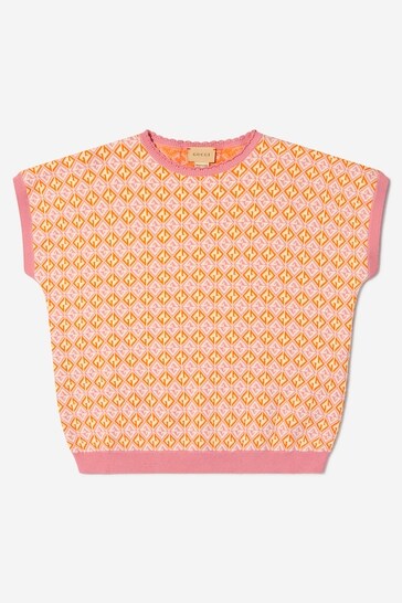 Girls Cotton Knitted Short Sleeve Jumper in Yellow