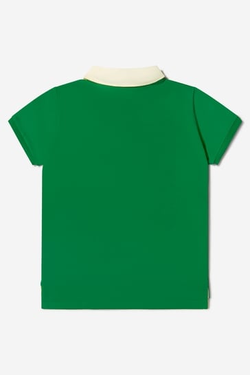 Boys Cotton Jersey Logo Polo Shirt in Green