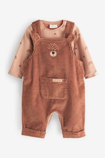 Buy Cord Bear Face Baby Dungarees And Bodysuit Set (0mths-2yrs) from the Next UK online shop