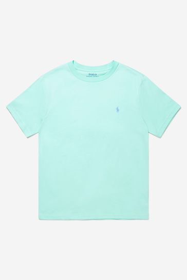 Boys Cotton Jersey Logo T-Shirt in Green