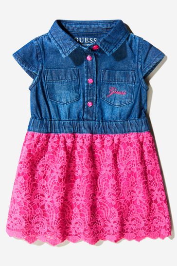 베이비 걸스 코튼 혼성 패브릭 드레스와 핑크 소재의 니커 세트