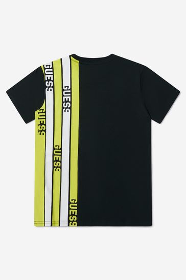 블랙 의 소년 스트라이프 로고 반소매 티셔츠