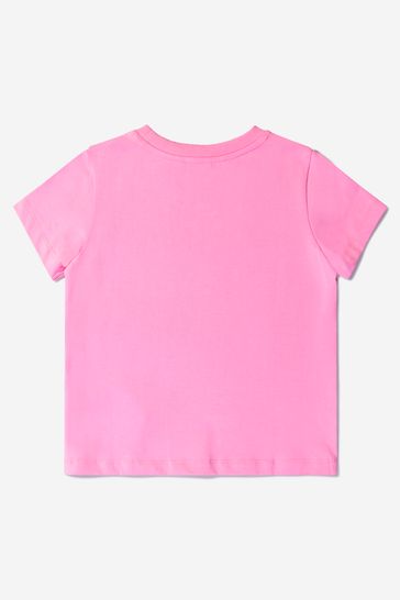 핑크의 유니섹스 코튼 로고 티셔츠