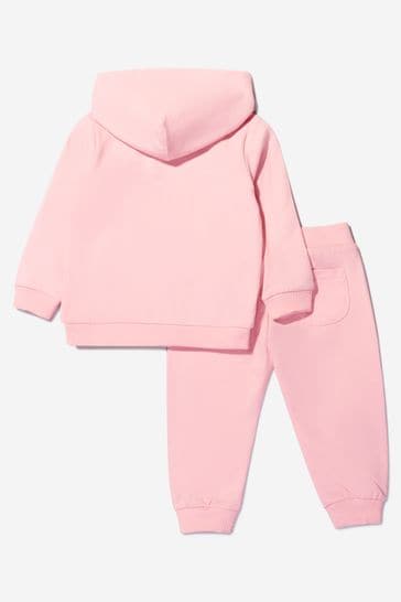 핑크 의 아기 소녀 면 로고 트랙 수트