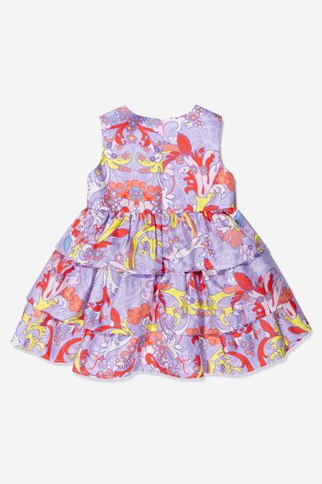 Baby Girls Silk Baroccofest Print Dress in Pink