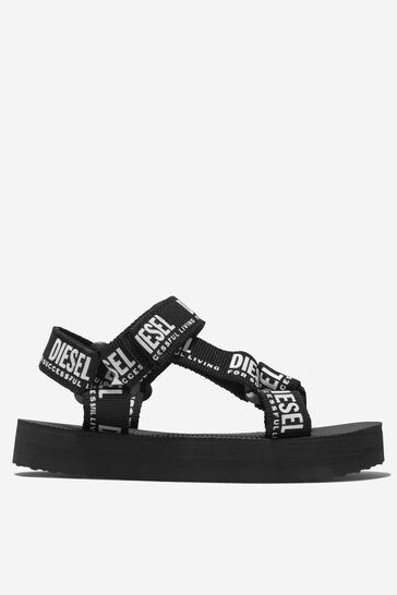 Unisex Logo Strap Sandals in Black