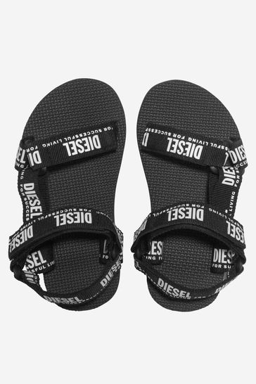 Unisex Logo Strap Sandals in Black