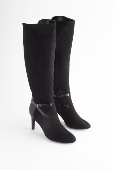 Buy Forever Comfort Buckle Detail Heeled Knee High Boots from Next