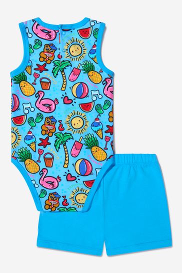 Baby Girls Bodysuit And Shorts Set in Blue