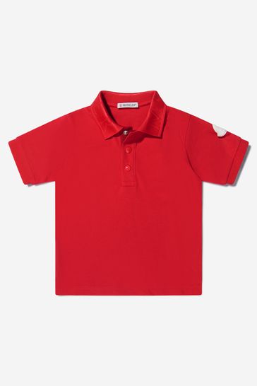 Boys Pique Short Sleeve Polo Shirt in Red