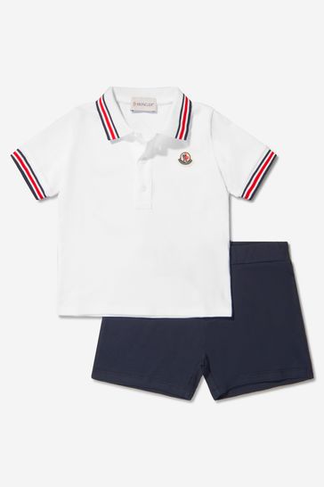 Baby Boys Polo Shirt And Shorts Set in Black and White