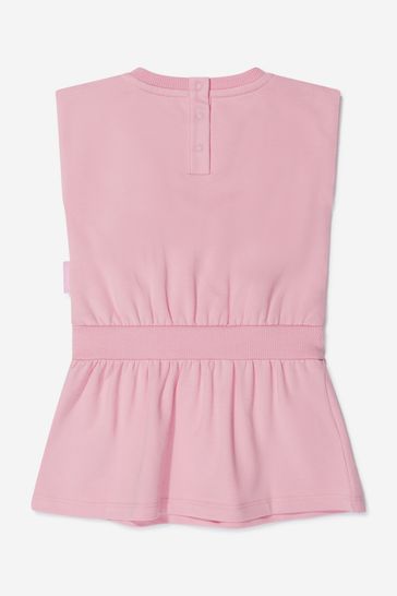 Baby Girls Stretch Logo Sweater Dress in Pink