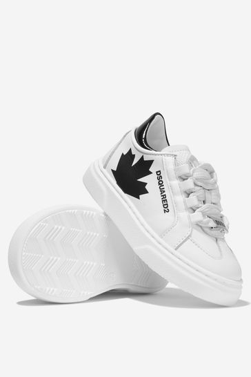 Boys Leather Trainers in White