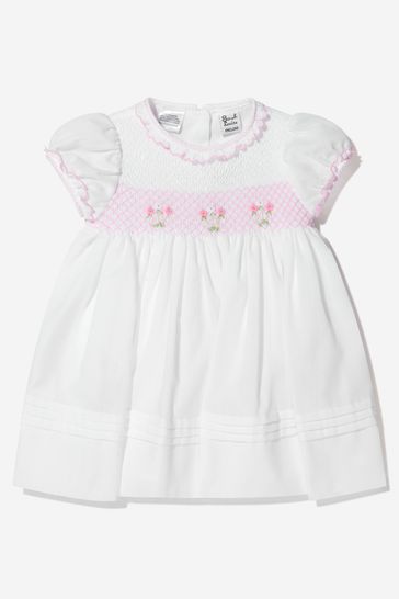 Baby Girls Embroidered Dress in White