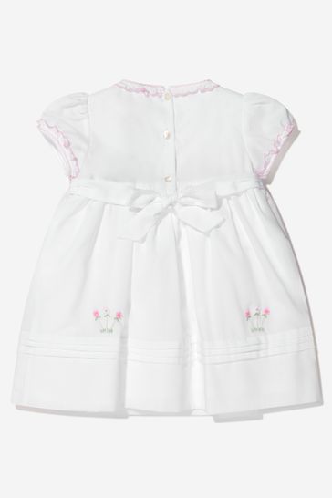 Baby Girls Embroidered Dress in White