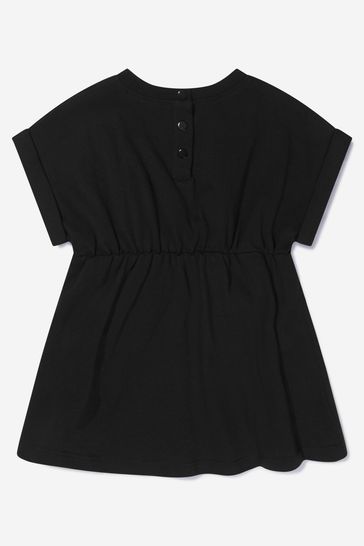 Baby Girls Cotton Jersey Logo Dress in Black