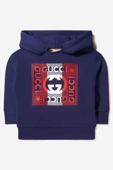 Baby Cotton Logo Hoodie in Navy