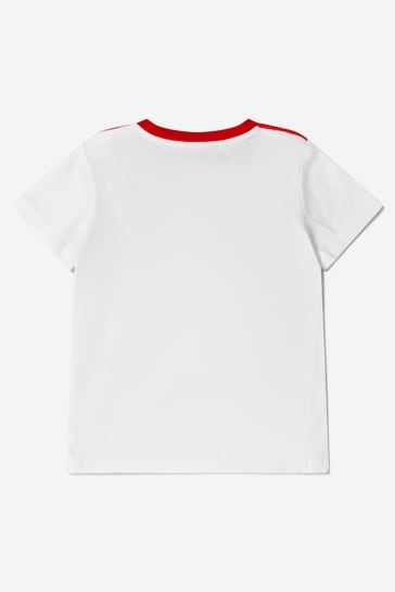 Baby Cotton Jersey Striped Logo T-Shirt in White