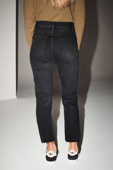 Straight leg raw hem jeans top