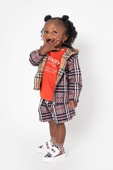Baby Girls Reversible Check Stretch Cotton Jaquard Jacket