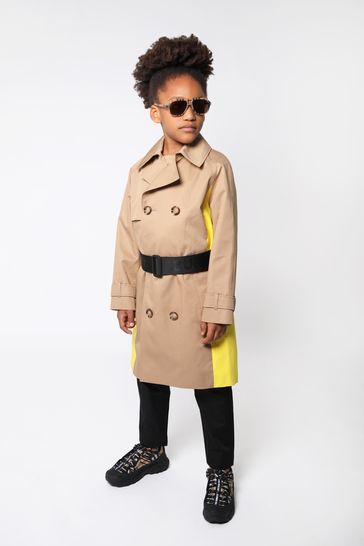 Boys Cotton Trench Coat With Belt