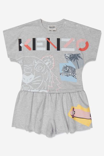 Girls Multi Iconic Jersey Playsuit in Grey