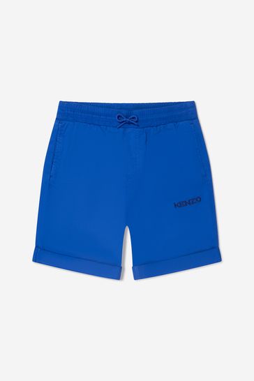 Boys Cotton Twill Shorts in Blue