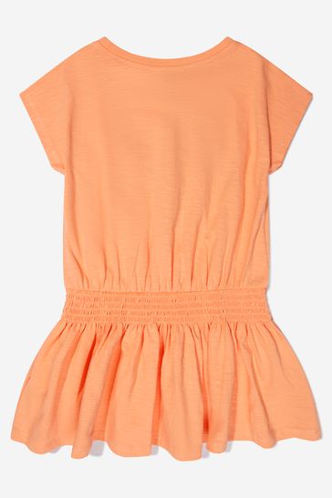 Girls Cotton Jersey Tiger Dress in Peach
