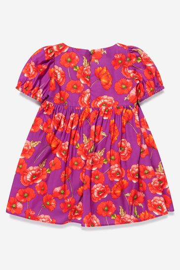 Baby Girls Poppy Print Dress With Knickers in Red
