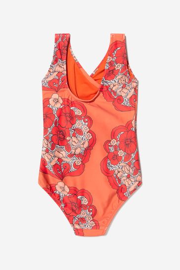 Mini Rodini Girls Red Flower Print UV Swimsuit