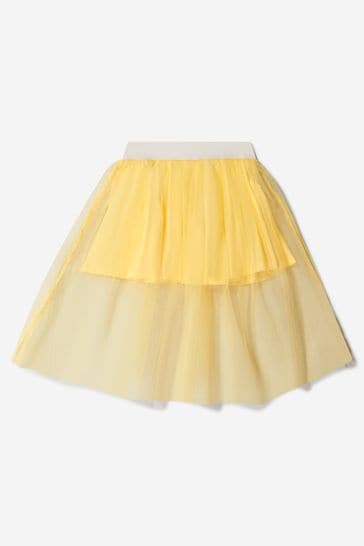 Girls Tulle Flower Skirt in Yellow