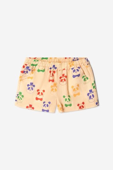 Unisex Organic Linen And Cotton Panda Shorts in Beige