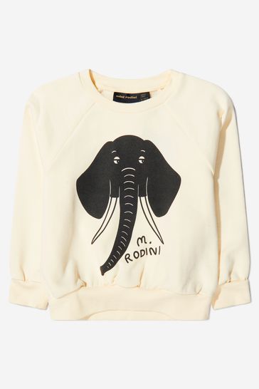 Unisex Organic Cotton Elephant Sweatshirt in Off White