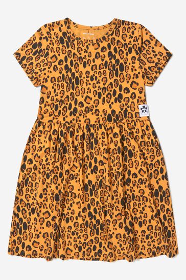 Girls TENCEL™ Leopard Print Dress in Beige