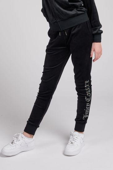juicy couture diamante velour joggers black