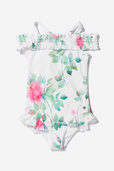 Girls Rose Bloom Print Swimsuit