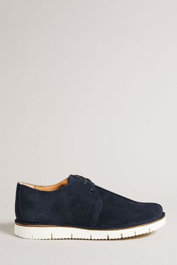 mens blue suede lace up shoes