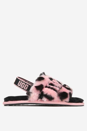 Girls Sheepskin Animalia Fluff Yeah Sandals in Pink