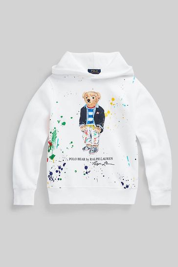 Buy Polo Ralph Lauren White Bear Hoodie from Next Luxembourg