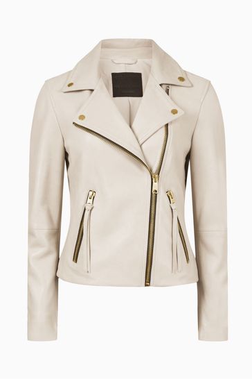 white suede biker jacket