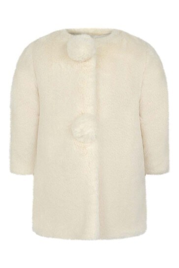 Baby Girls Faux Fur Coat in Cream