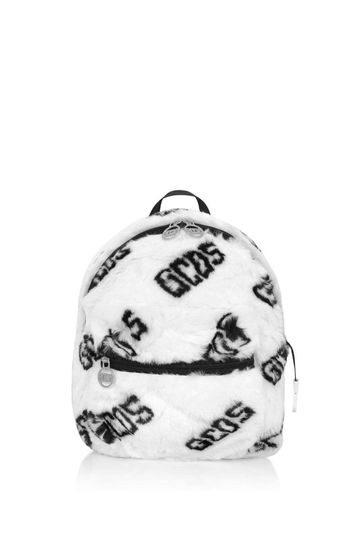 Girls Faux Fur Backpack in White