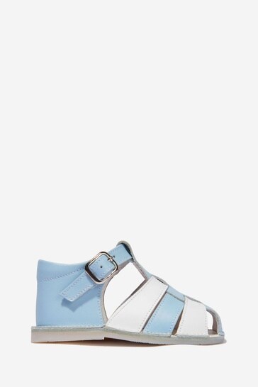 Baby Unisex Leather Sandals in Blue/White